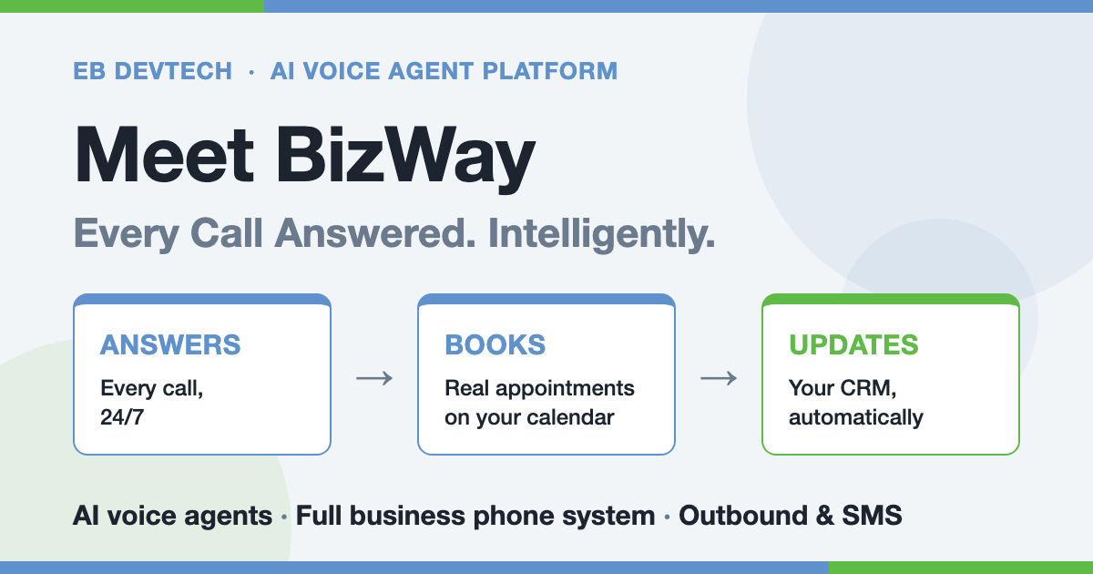 BizWay: AI Voice Agents That Answer Every Call, Book Appointments, and Update Your CRM